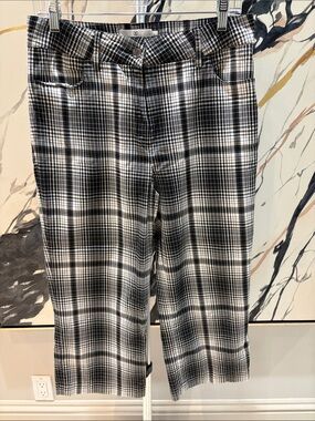 Bugatchi Black and White Plaid golf mid calf Trousers